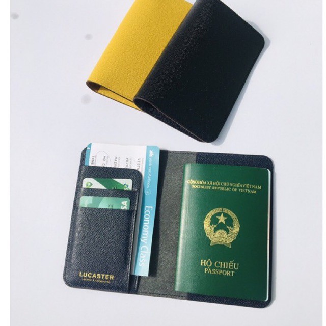 (da bò thật )ví đựng hộ chiếu -Lucaster -nhập khẩu -thời trang -phong cách LU-001 -BH 12tháng .