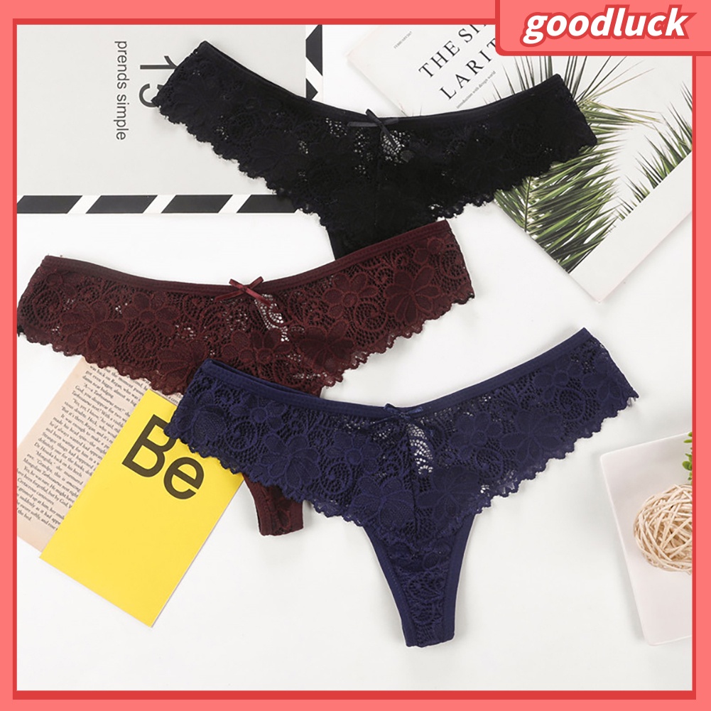 Quần Lót Nữ G-String Vải Ren Co Dãn Màu Trơn Gợi Cảm