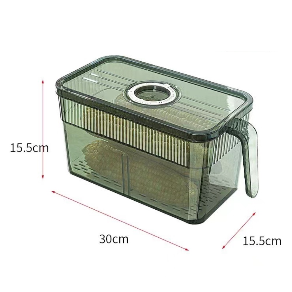 Hộp Nhựa Đựng Thực Phẩm Tủ Lạnh 3L , Hộp Bảo Quản Thực Phẩm Trong Suốt Có Khay Lót Đáy Và Tay Cầm Siêu Tiện Lợi