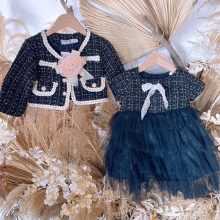 SALE Set váy dạ Tweed cho bé gái tết 2021 siêu sang chảnh