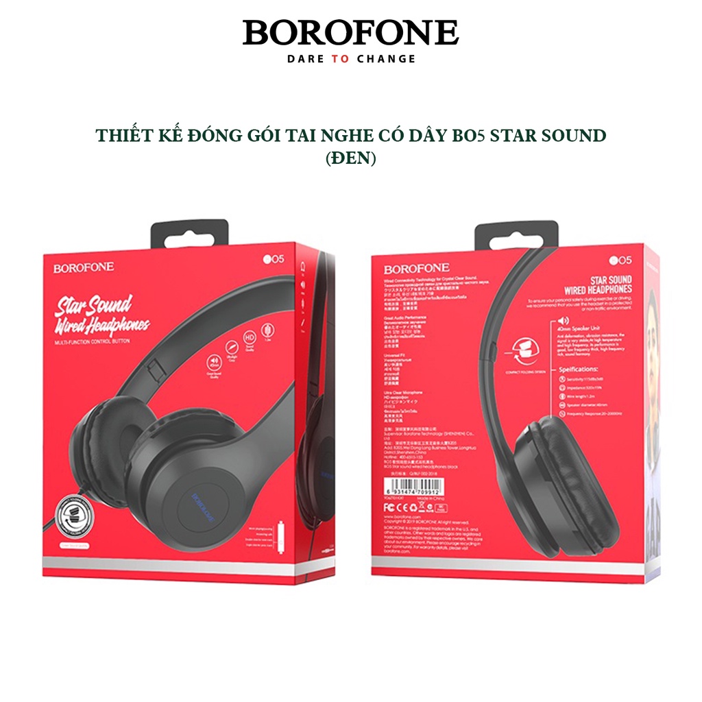 Tai nghe chụp tai có dây BOROFONE BO5 Star Sound dài 1.2m - AK Mobile