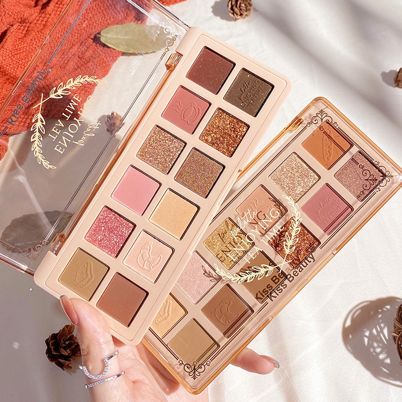 [Hàng mới về] Bảng phấn mắt Kiss Beauty chất lì lấp lánh tông đất chuyên dụng cho trang điểm