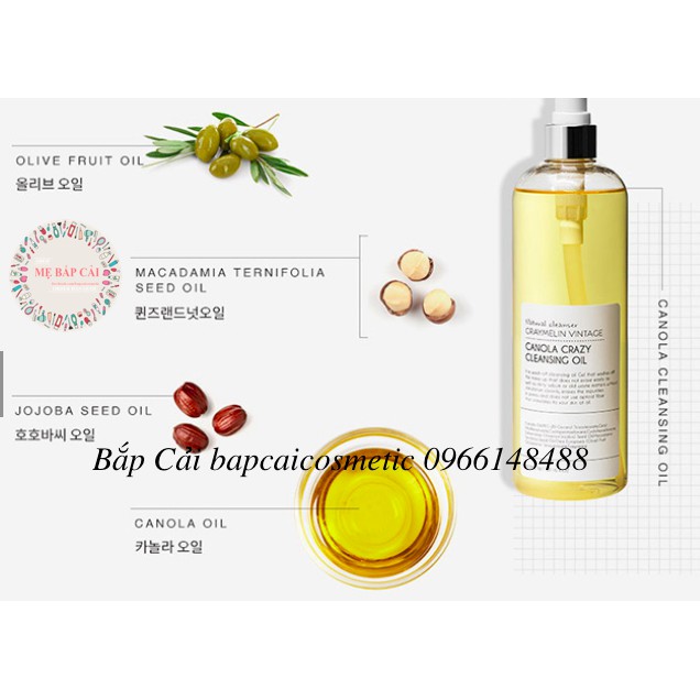 MBC M79 300ml Dầu tẩy trang Graymelin Canola Crazy Cleansing Oil