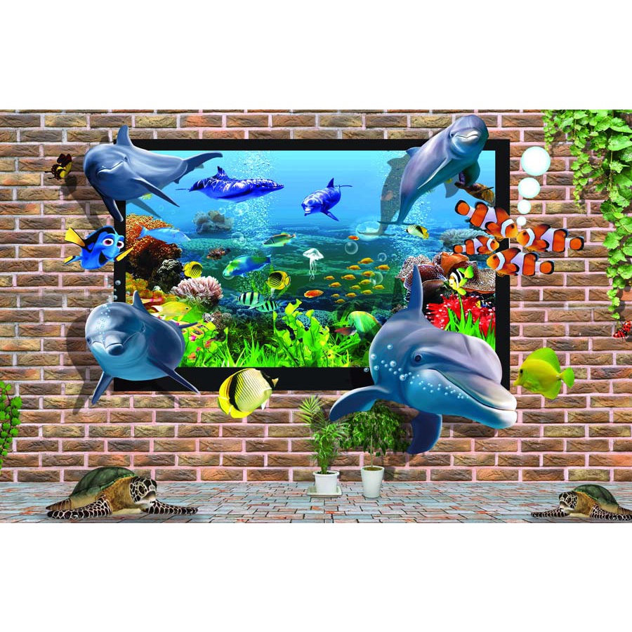 Tranh Dán Tường Đại Dương 3D Hiện Đại đẹp lung linh, hình ảnh chân thực