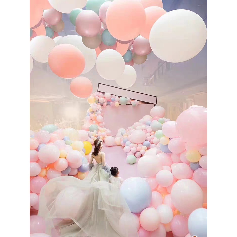 Set 100 Bong Bóng Cao Su 10 Inch Màu Macaron Dùng Để Trang Trí Tiệc Cưới / Sinh Nhật