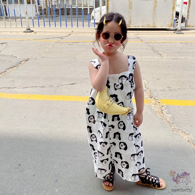 Áo liền quần Quần Ống Rộng In Họa Tiết Hoạt Hình Thân Thiện Với Da Thời Trang Mùa Hè Hàn Quốc Cho