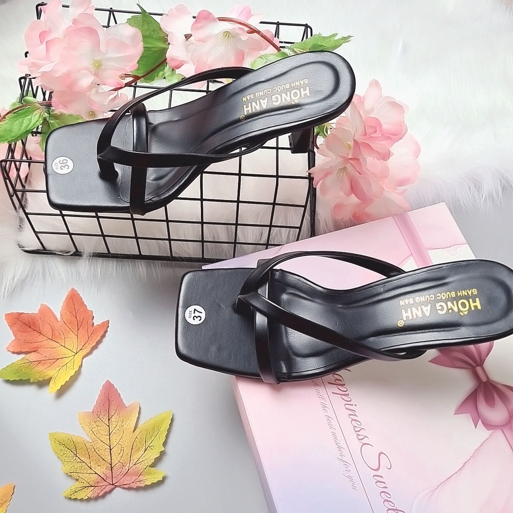 Giày cao gót  xỏ ngón nữ 7p quai mảnh kẹp xỏ ngón xinh mẫu mới đơn giản mũi vuông gót nhọn