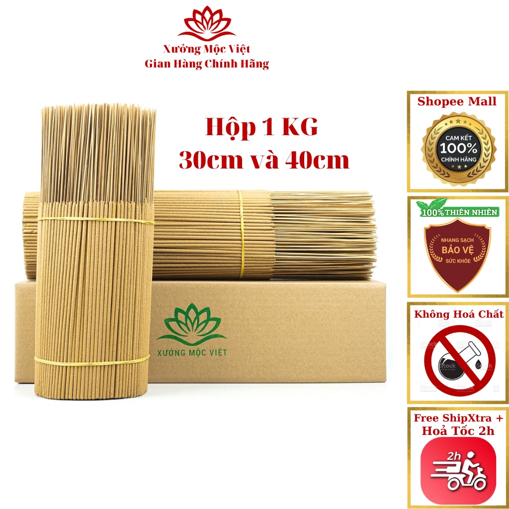 Nhang Trầm Hương Tự Nhiên XƯỞNG MỘC VIỆT 30cm và 40cm -...