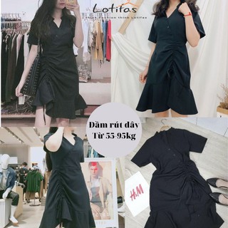 Đầm bigsize đầm dự tiệc nữ váy thiết kế rút dây hông che bụng mỡ cực tốt cho người béo bụng từ 55-95kg