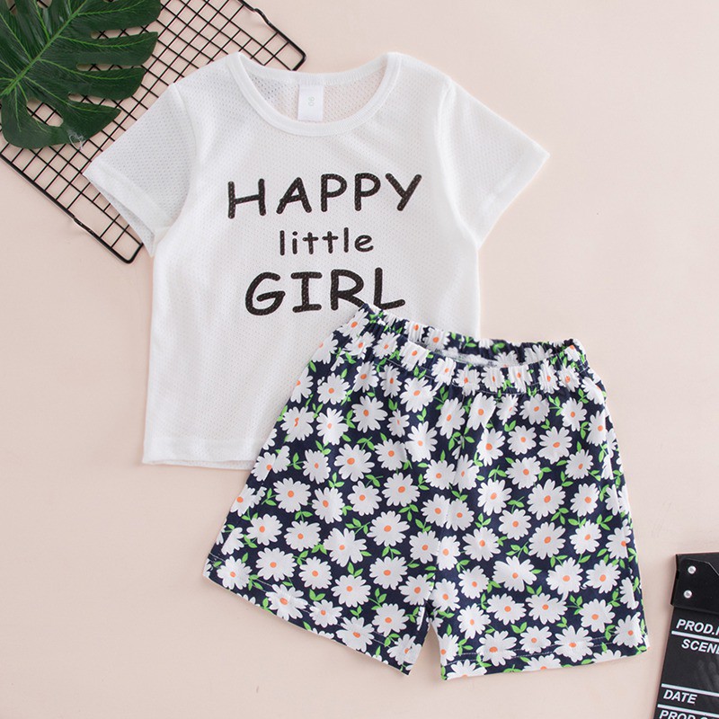 Set Áo Thun Tay Ngắn &amp; Quần Short Cho Bé Gái