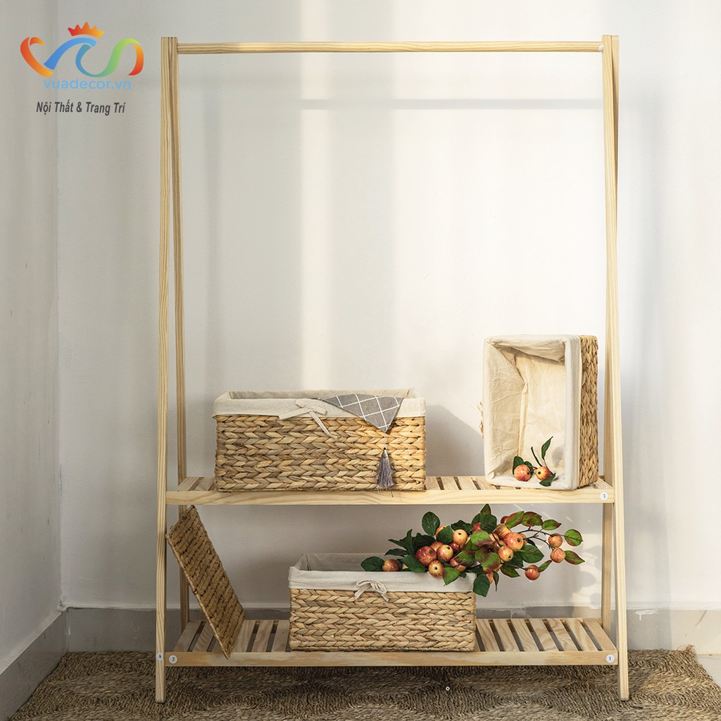 Giỏ lục bình VUDECOR hình chữ nhật size S/M/L đựng đồ, trang trí decor