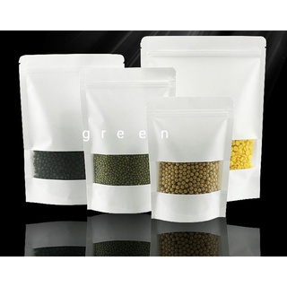 1kg Túi zip zipper GIẤY kraft TRẮNG có CỬA SỔ TRÀN VIỀN đáy đứng cao cấp đủ size greenkios