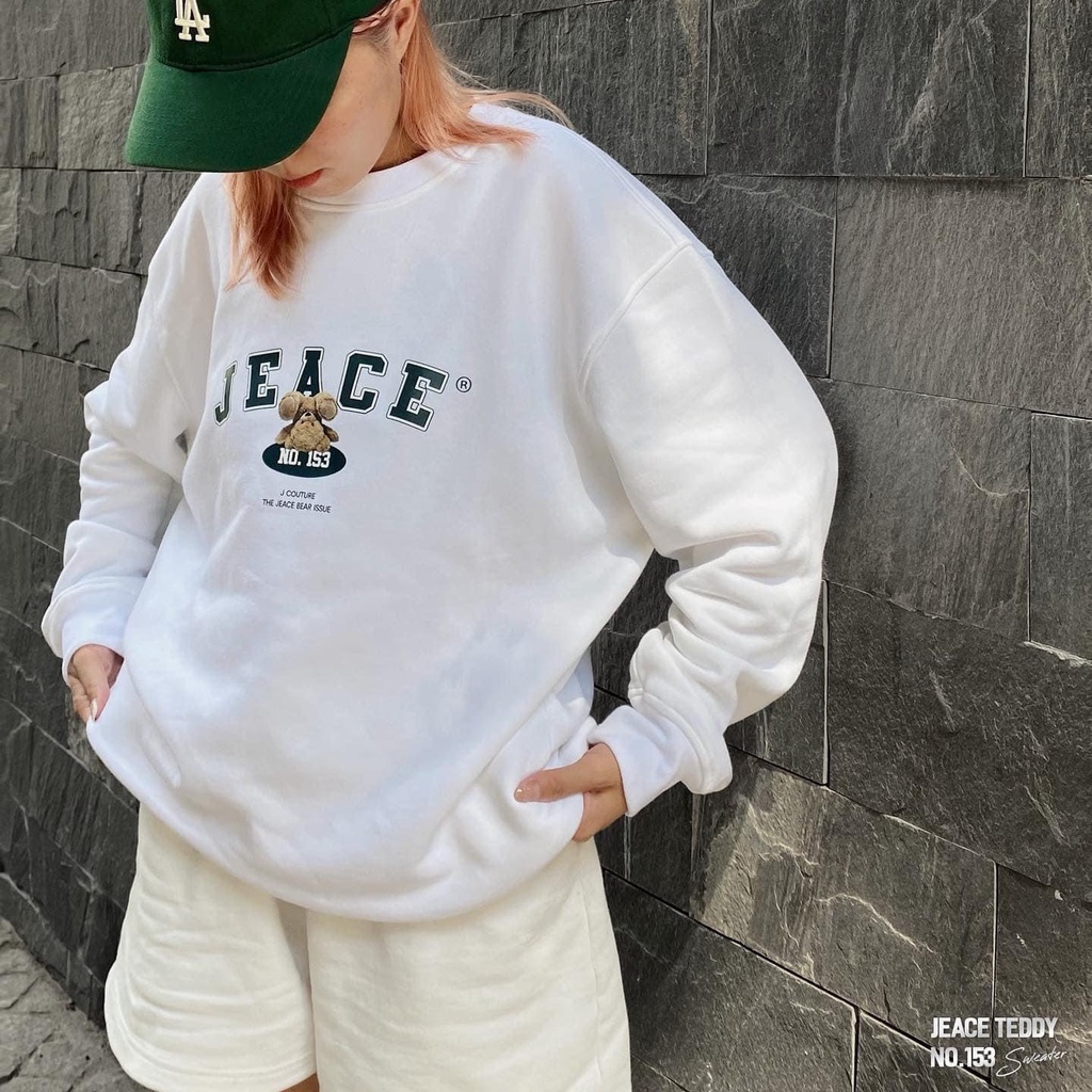 Áo sweater nỉ unisex in Teddy cực đẹp chất vải nỉ poly dày dặn