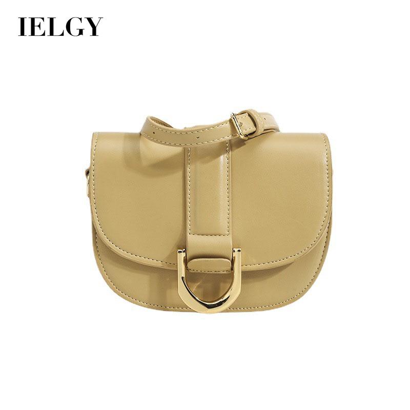 Túi đeo chéo IELGY thiết kế hình yên ngựa bán nguyệt cỡ nhỏ phối khóa cài phong cách cao cấp thời trang dành cho nữ
