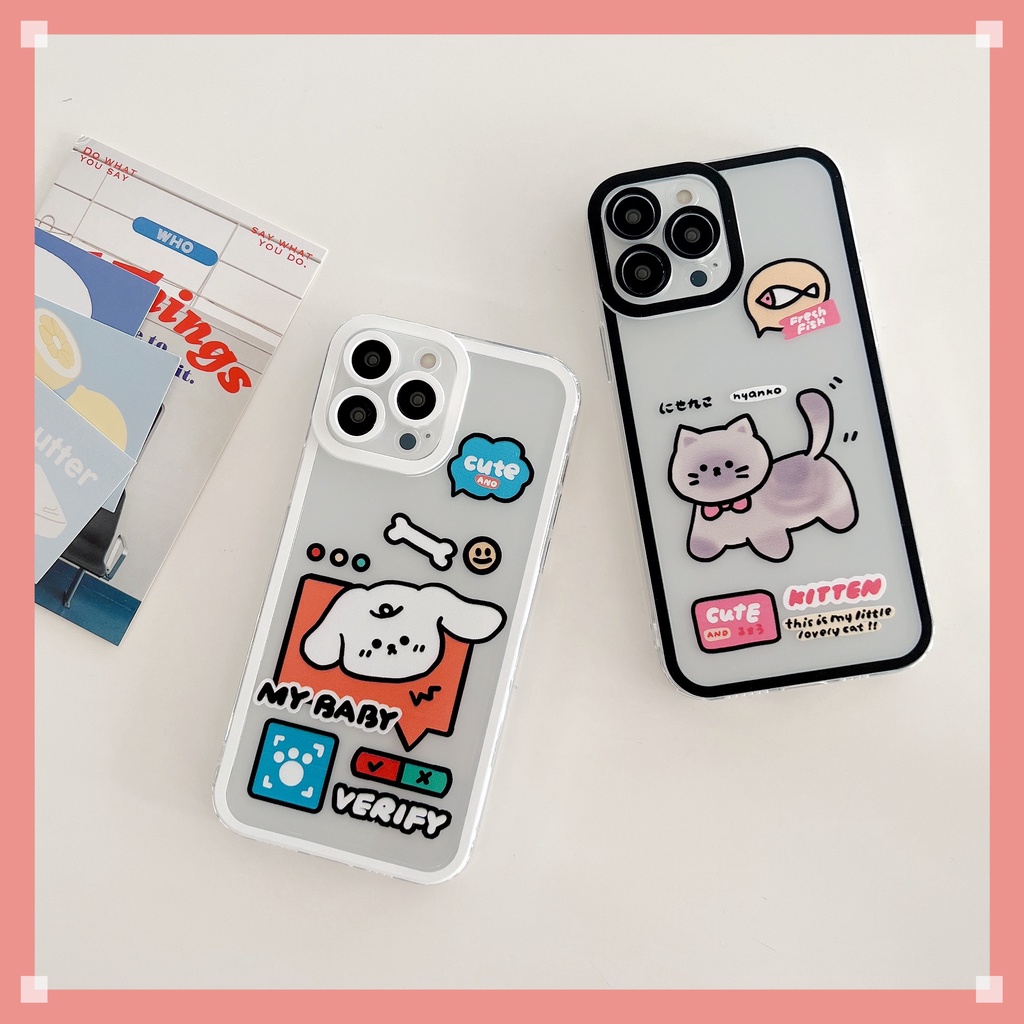 Ốp Điện Thoại Mềm Trong Suốt Hình Chó Mèo Dễ Thương Cho iPhone 14 Pro Max 14 Plus 13 12 11 Pro Max X XR XS Max 7 8 6 6s Plus SE 2020