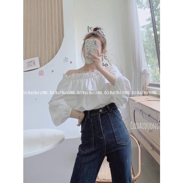 [SIEU SALE] Áo trễ vai đũi trơn mới DN (hàng có sẵn)