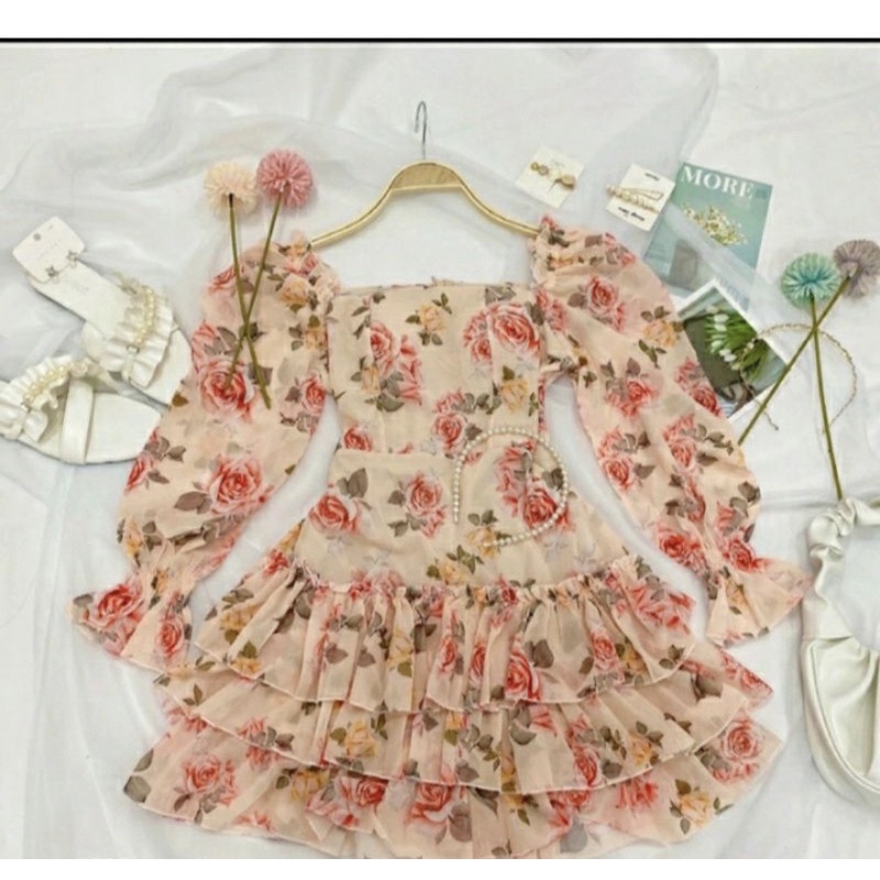 Đầm xòe voan hoa tầng phong cách ngọt ngào- quyến rũ