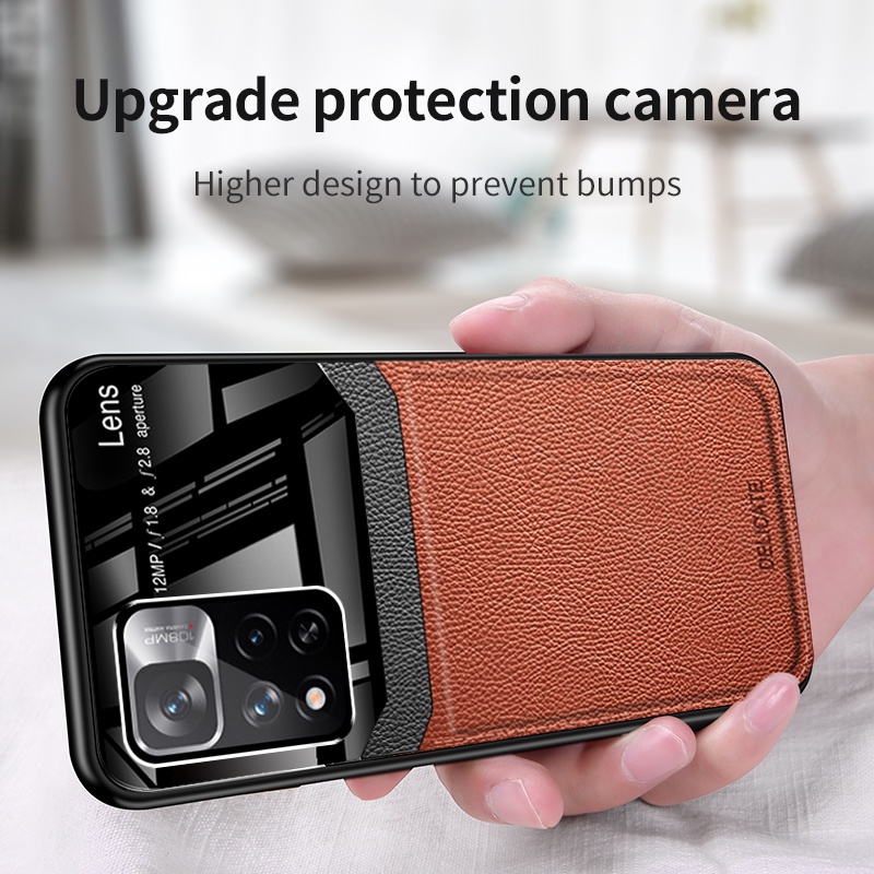 Lenuo Ốp Lưng Bọc Da Nhiều Màu Cho Điện Thoại Xiaomi Redmi Note 11S 11 Pro Global 10 Pro 10S 5G