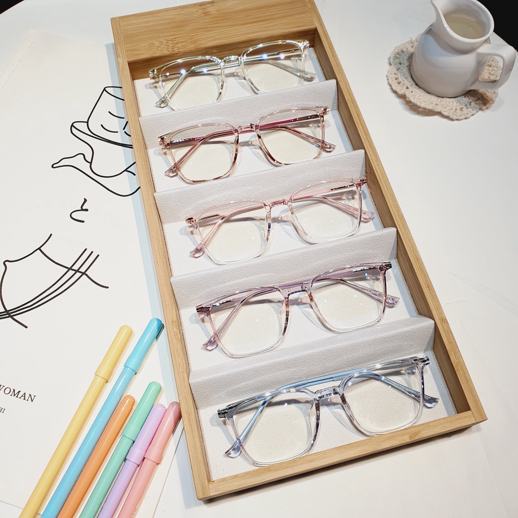 Gọng kính cận vuông sẵn tròng chống ánh sáng xanh 8L917B