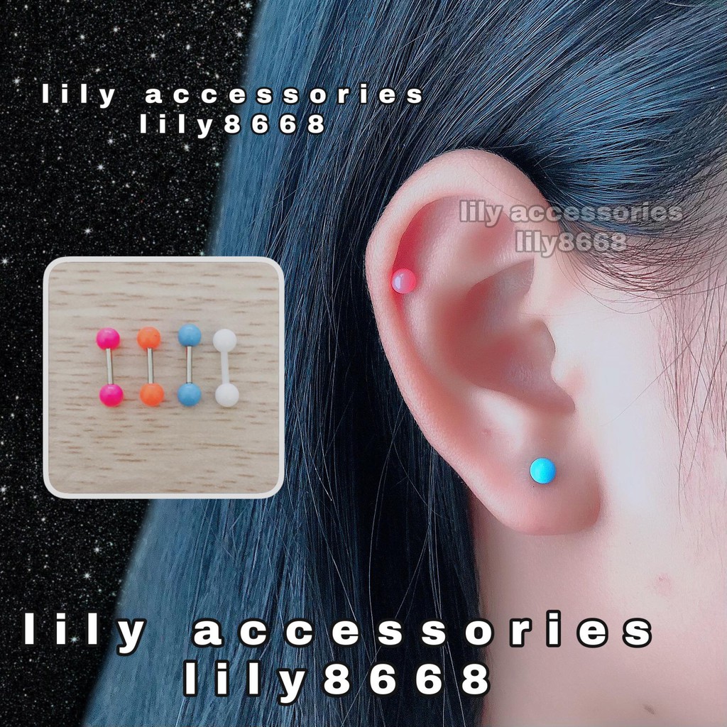 Marbles Earring khuyên tai titan bi tròn sắc màu không gỉ không đen không dị ứng nam nữ unisex