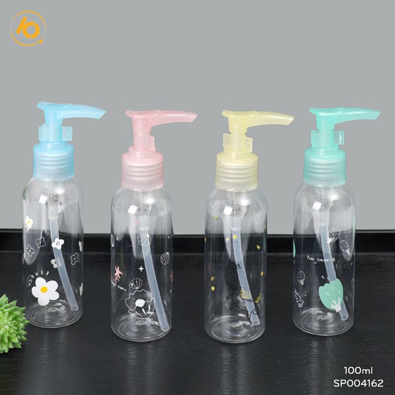 Bình chiết, lọ chiết mỹ phẩm nhấn vòi có van an toàn chống tràn loại 100ml dùng  chiết mỹ phẩm dạng toner