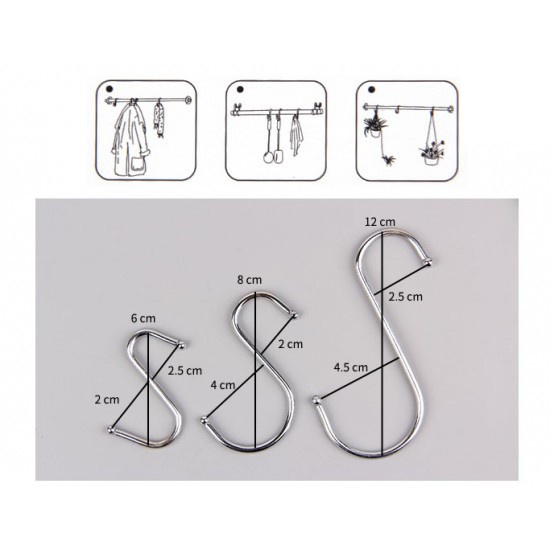 Móc treo đồ hình chữ S nhiều kích thước