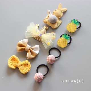 Set 4 chun buộc tóc + 4 kẹp tóc cho bé 8bt04