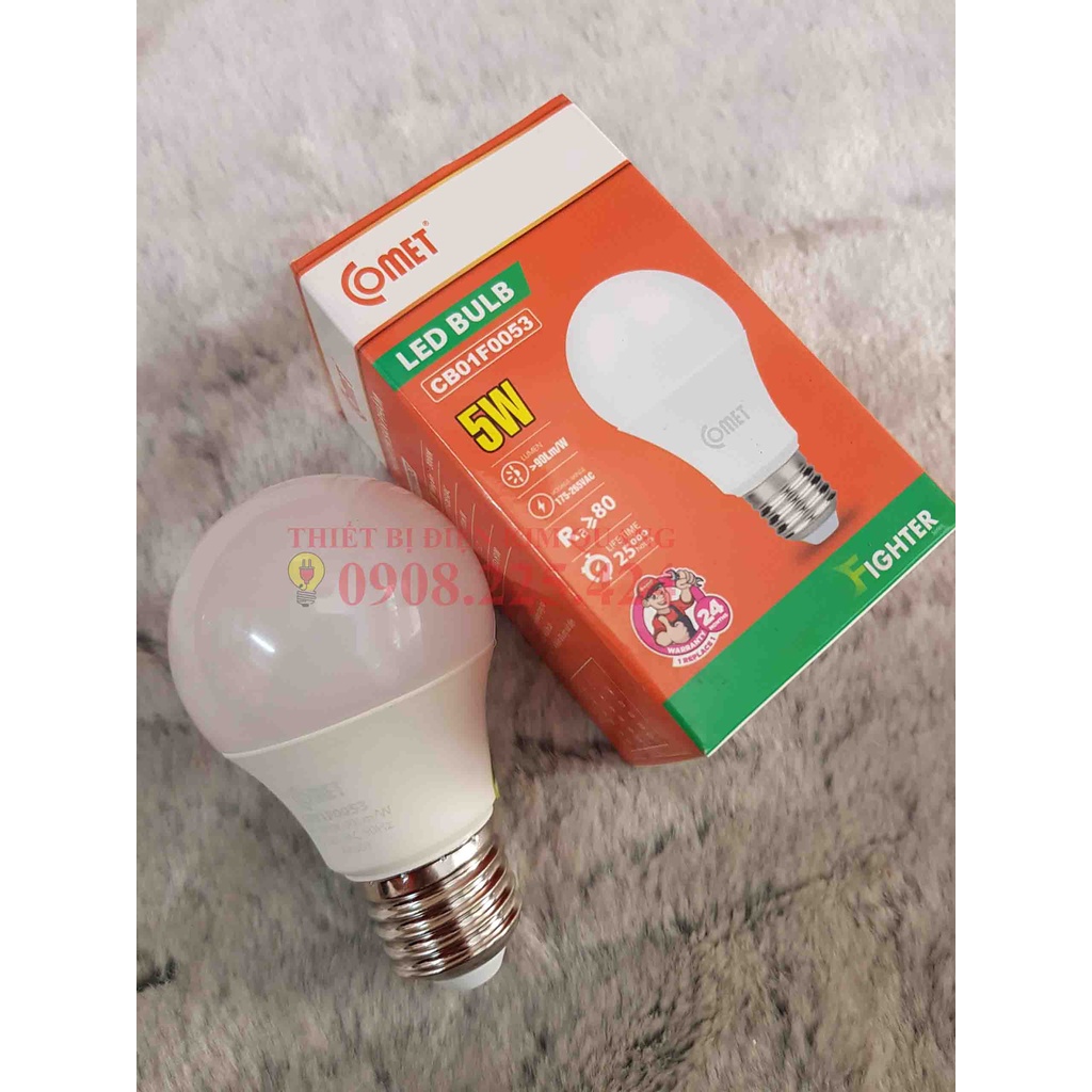 Bóng COMET Led Bulb tròn 5W/9W/12W TRẮNG/VÀNG, đui E27 bảo hành 1 năm