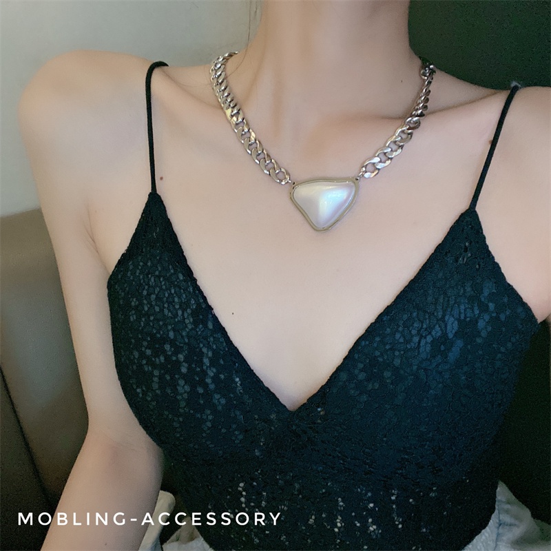 Dây chuyền mặt ngọc trai giả phong cách harajuku cao cấp thời trang