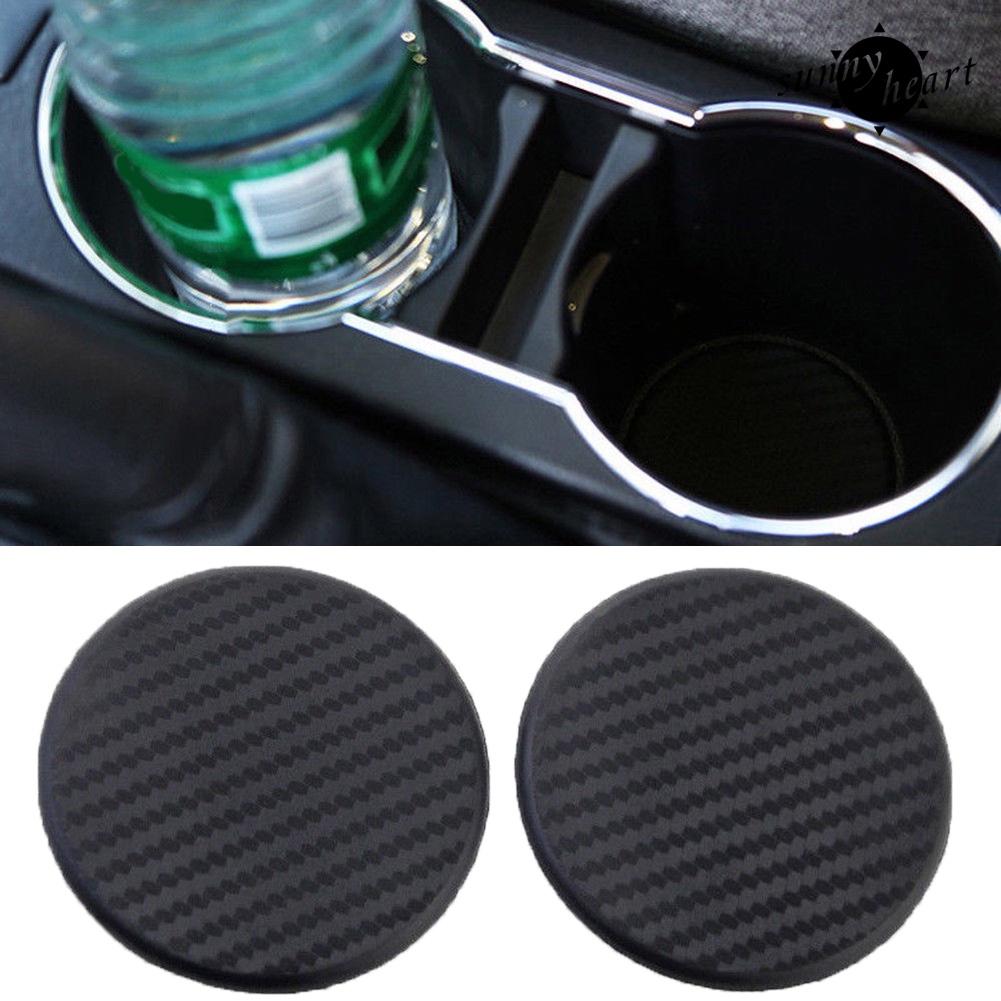 Set 2 Miếng Lót Cốc Nước Bằng Silicone Chống Trượt Hình Tròn Tiện Dụng Cho Ô Tô