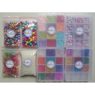 100g Hạt cườm nhựa đủ kiểu nhiều màu sắc sỡ làm vòng đeo cho bé gái, trang trí handmade