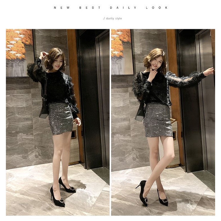 Thời trang mùa xuân năm 2021 giày cao gót da lộn mũi nhọn giày cao gót nữ