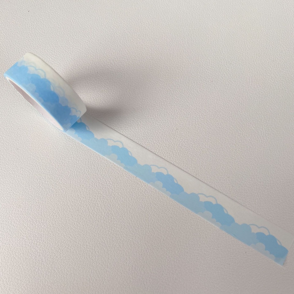 Cuộn băng keo washi tape Béo shop họa tiết mây nhẹ nhàng dễ thương dán trang trí sổ , album , nhật kí WS03