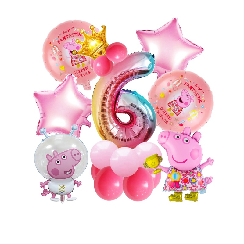 Bộ Bong Bóng Lá Nhôm Hình Heo Peppa Trang Trí Nội Thất Tiệc Sinh Nhật Cho Bé