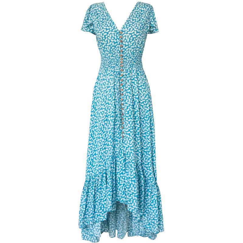 (HÀNG SẴN) Váy maxi hở lưng đuôi cá công chúa cổ tích Boho style Vintage đi biển hè 2021 | BigBuy360 - bigbuy360.vn