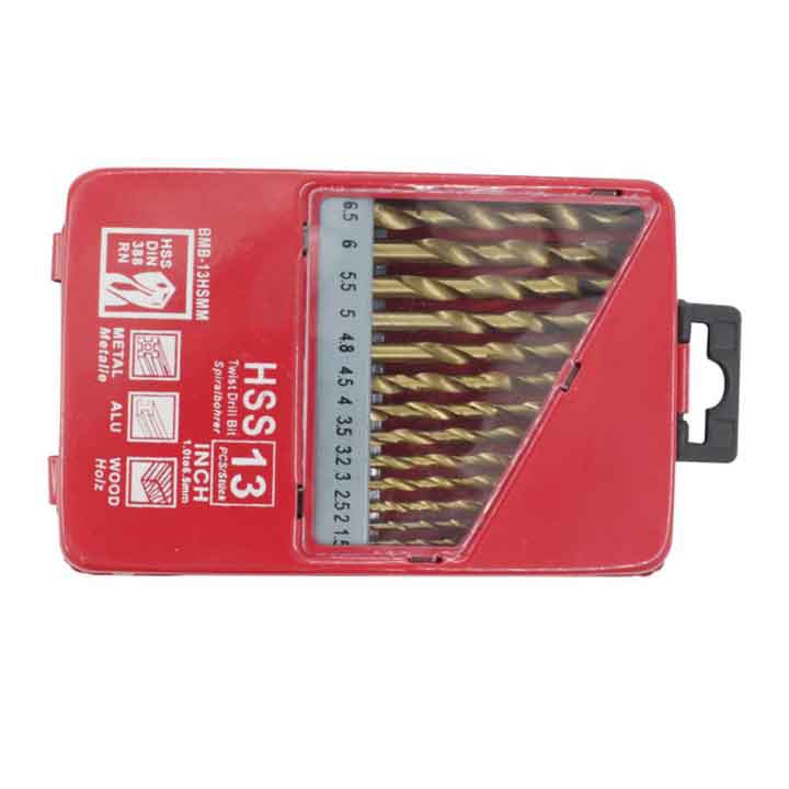 Hộp Mũi Khoan Đỏ Mạ Titan Cao Cấp HSS - 13 Mũi