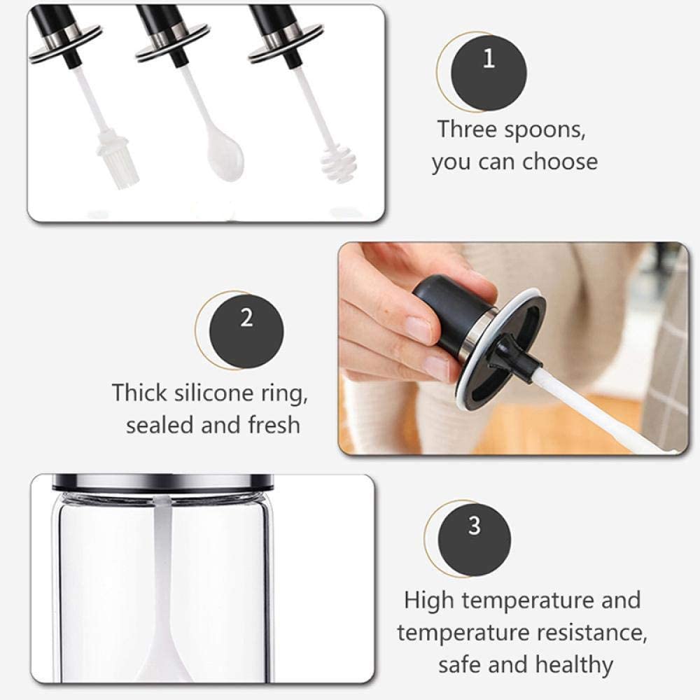 Lọ Đựng Gia Vị ANAEAT Bằng Thủy Tinh 250ml Với Đầu Muỗng/ Cọ Phết/ Đầu Lấy Mật Ong