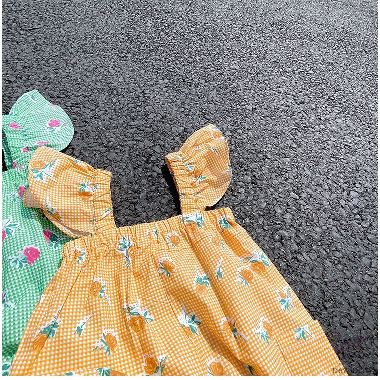 Áo liền quần họa tiết hoa phong cách Hàn Quốc thời trang mùa hè cho bé gái