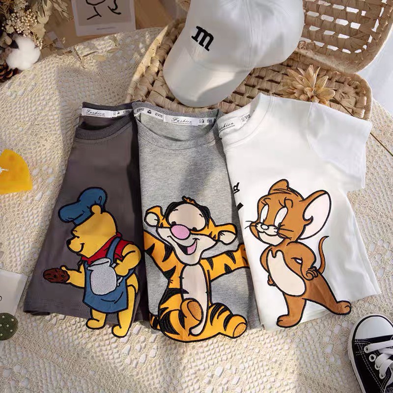 Áo thun trẻ em Con Xinh cotton hình thêu chuột JERRY dễ thương,độc đáo, thời trang dành cho trẻ em từ 4 đến 10 tuổi