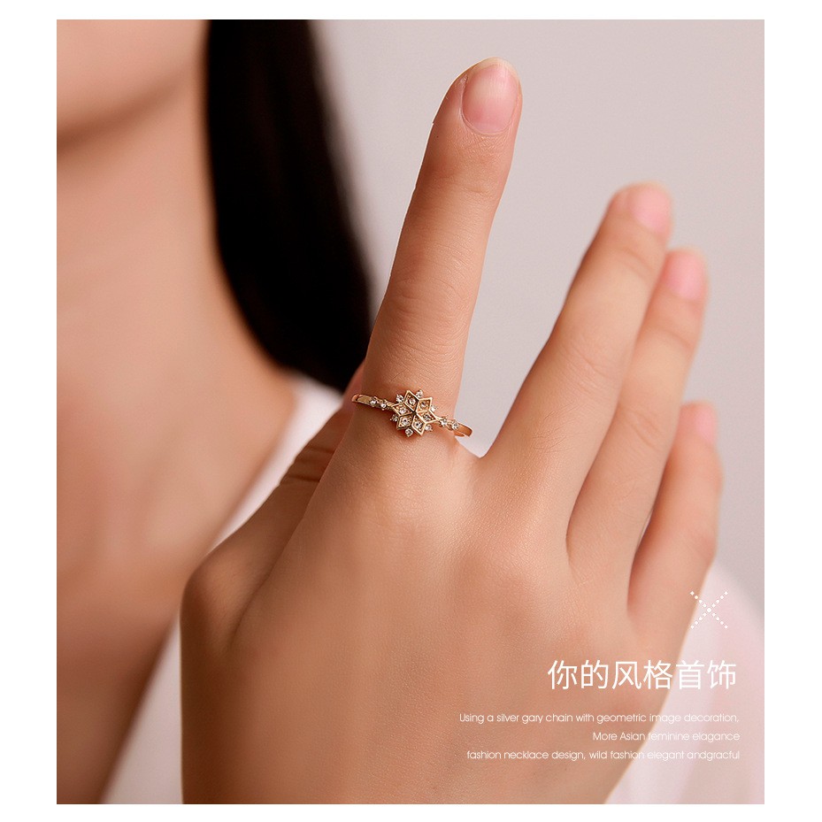 Nhẫn mặt hình hoa tuyết thời trang dành cho nữ