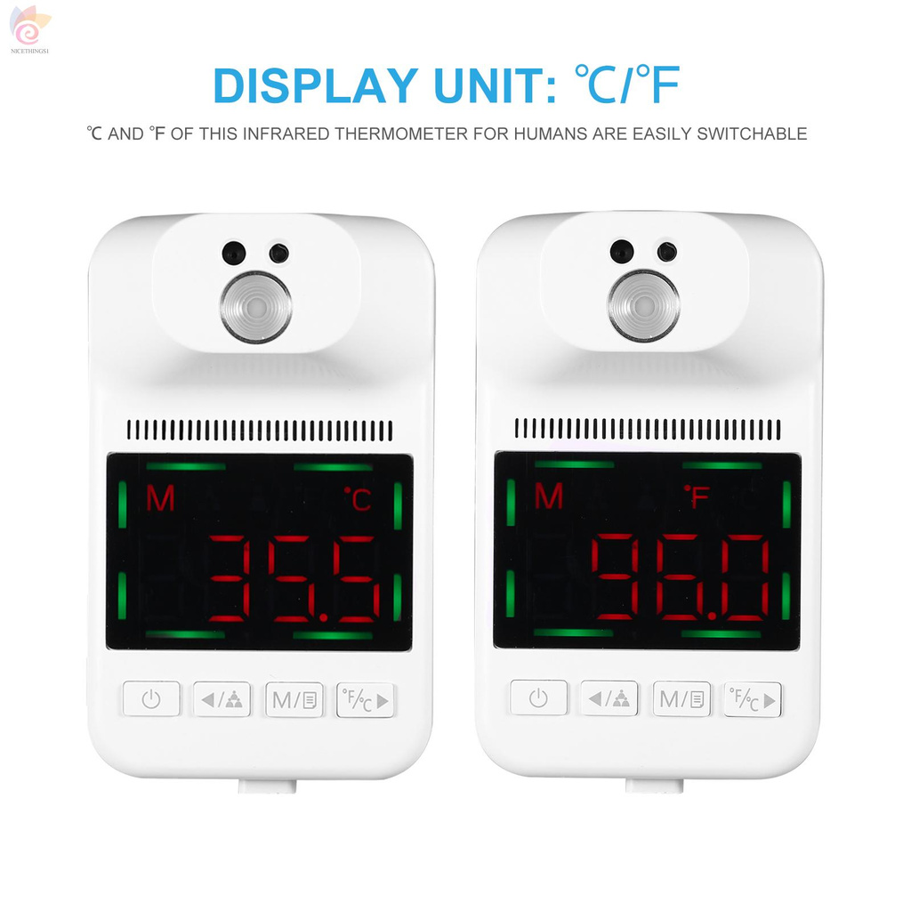 ET Non-Contact Infrared Thermometer Wall-Mounted Alarm Temperature Measurement Digital Display ℃ ℉ Quick Accurate Measuring Thermometric Indicator for Home School Office Restaurant