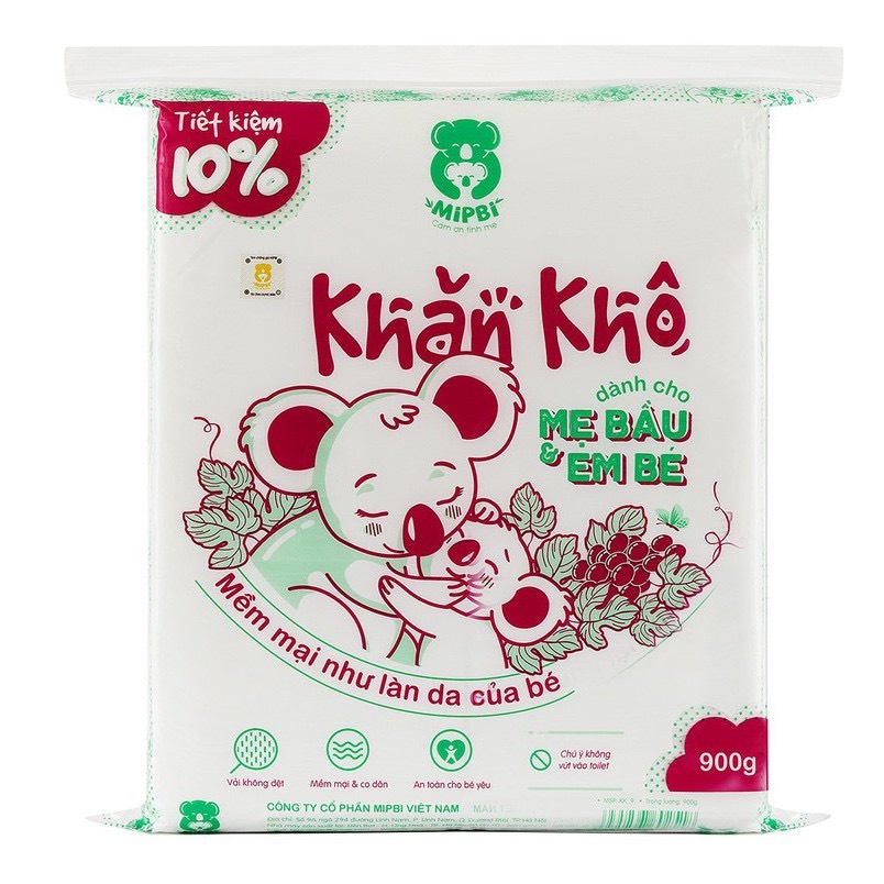 Khăn khô đa năng Mipbi 600gram,900gr an toàn cho bé MỀM MIN NHƯ LÀN DA EM BÉ, Khăn giấy khô đa năng Mipbi