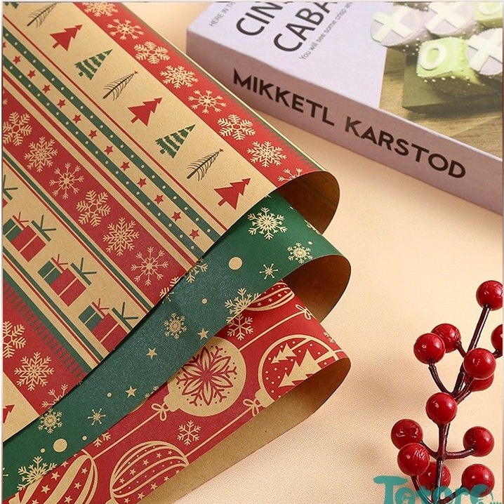 Giấy gói quà hoạ tiết Vintage Hoa Lá rừng Động Vật tròn ú Noel Giáng Sinh và họa tiết dễ thương khác