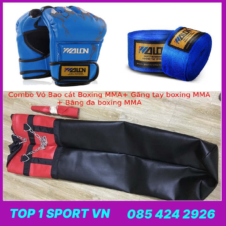 Vỏ bao cát đấm bốc boxing da kamat 2 lớp, đường kính 30cm tặng găng đấm bốc mma + băng đa cuốn tay - Bảo hành 6 tháng