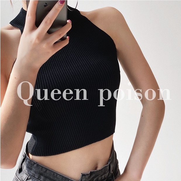 QADCOL Áo Tank Top Dệt Kim Không Tay Thiết Kế Quyến Rũ Cho Nữ