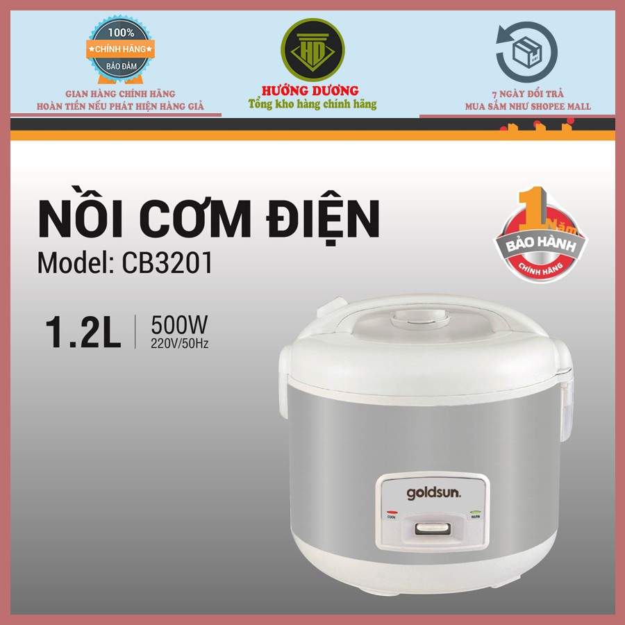 Nồi cơm Goldsun có chống dính CB3201 Nắp gài 1.2L Hàng chính hãng