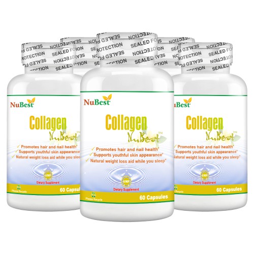 [Combo 5 Tặng 1] Thực Phẩm Bảo Vệ Sức Khỏe Hỗ Trợ Chống Lão Hoá, Làm Đẹp Da Collagen NuBest Hộp 60 Viên