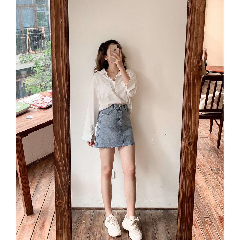 [Mã FADIRECT20 giảm 20K đơn 150K] Chân váy jeans túi chéo vạt tua rua CV195 SUSTORE | BigBuy360 - bigbuy360.vn