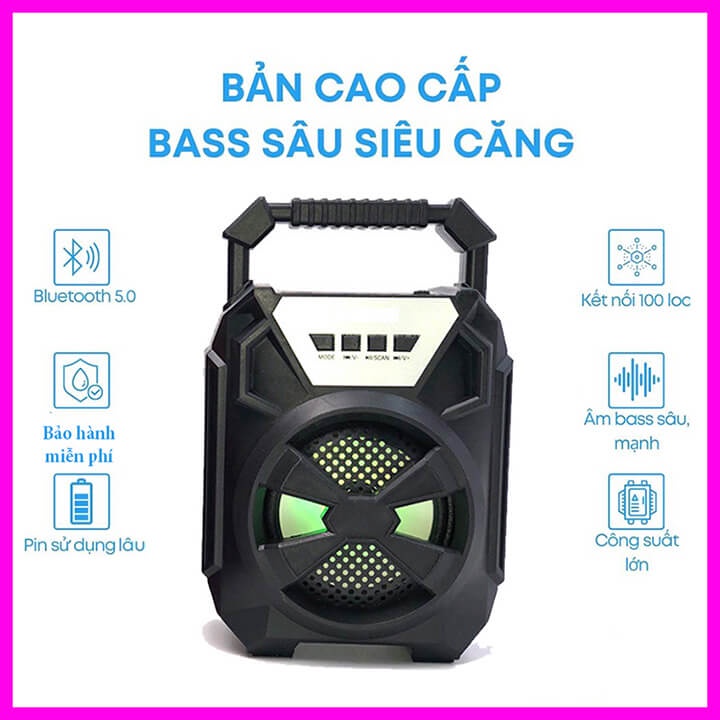 Loa Bluetooth không dây xách tay âm thanh siêu hay, loa mini có đèn led nhập nháy, hỗ trợ cắm thẻ nhớ, USB