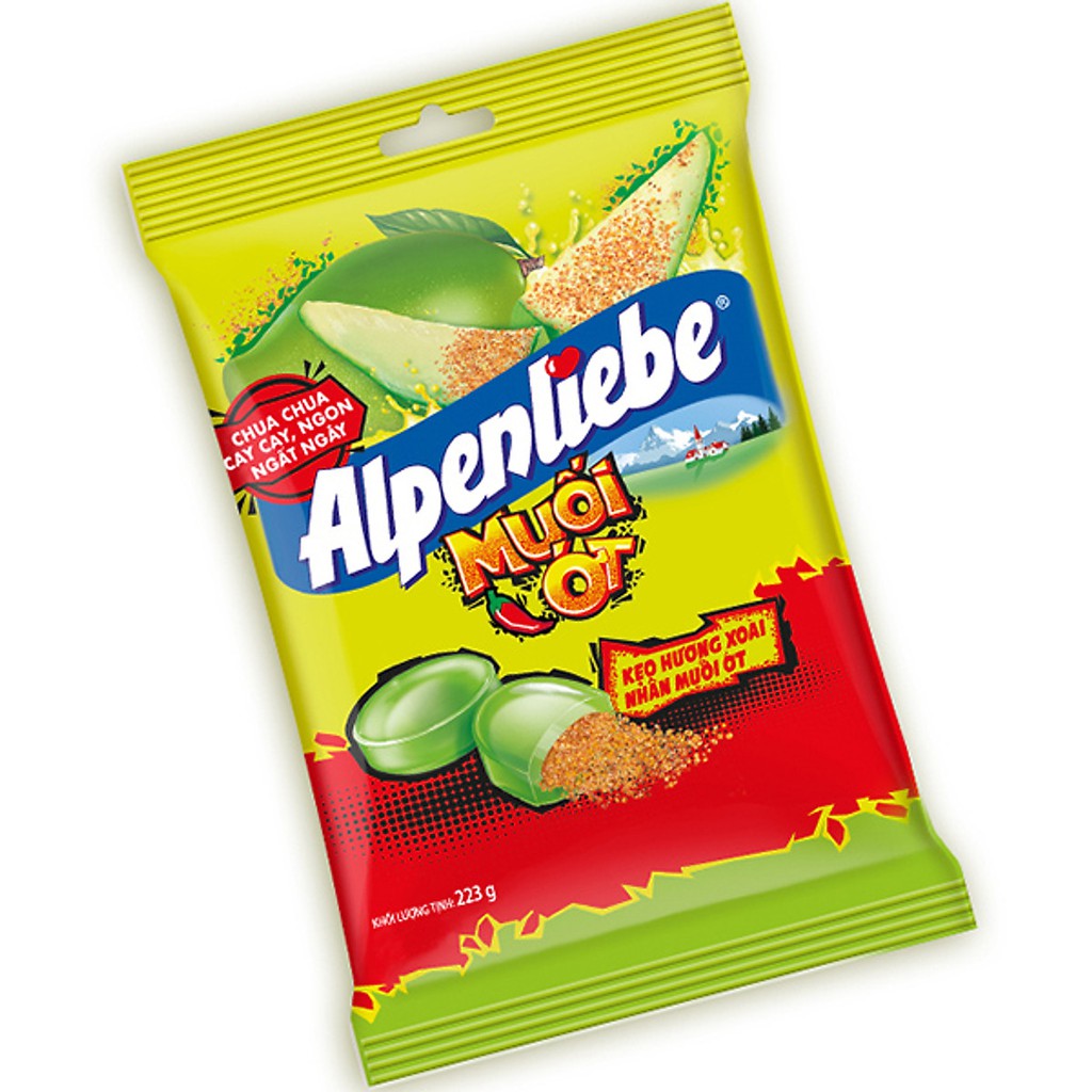 Gói kẹo 223g Alpenliebe hương vị xòai nhân muối ớt  77 viên